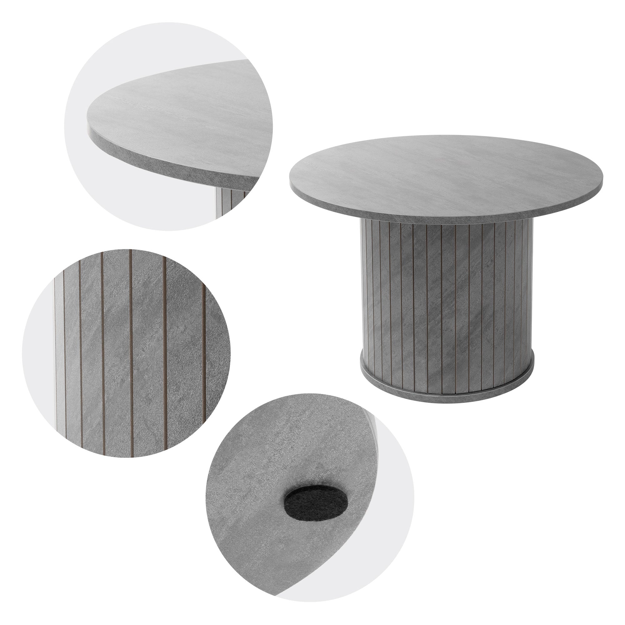 ECD Germany Möbel Table basse ronde Ø60 gris béton