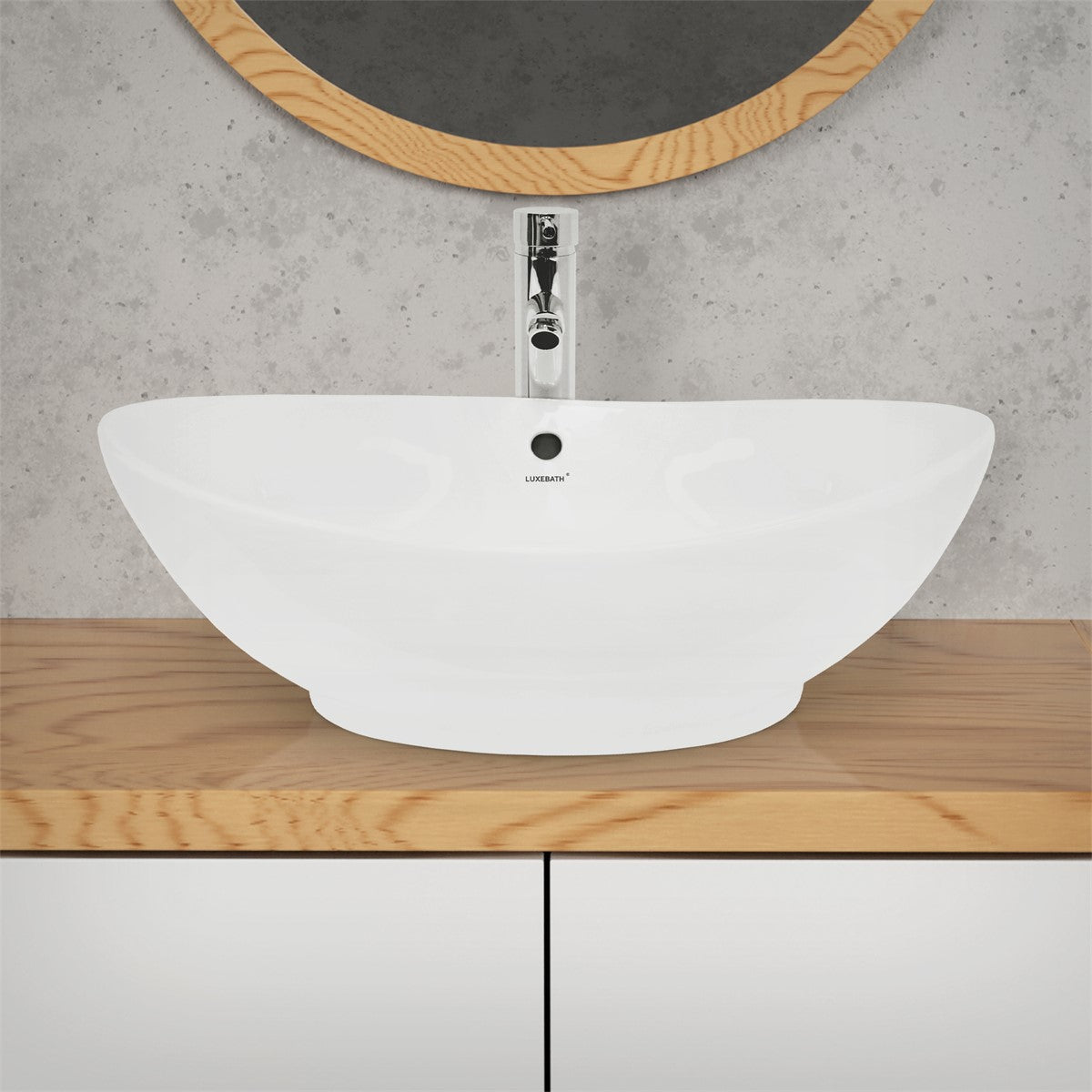 LuxeBath lavabo vasque ovale céramique blanc 590 mm