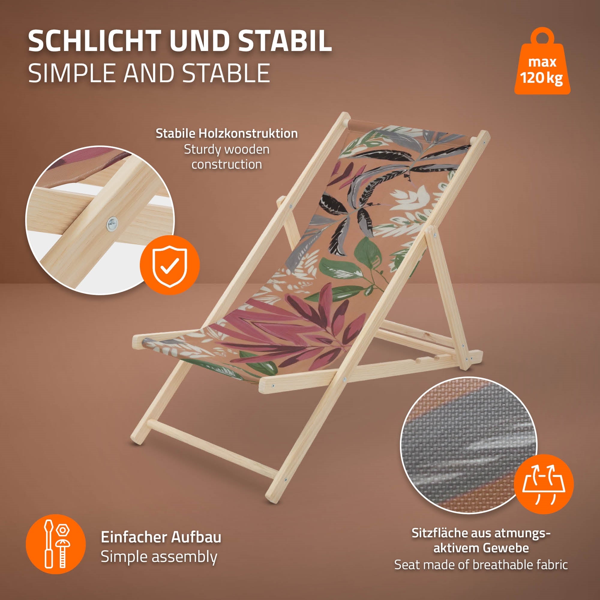 ECD Germany Sport chilienne bois floral marron-rouge-vert 3 positions