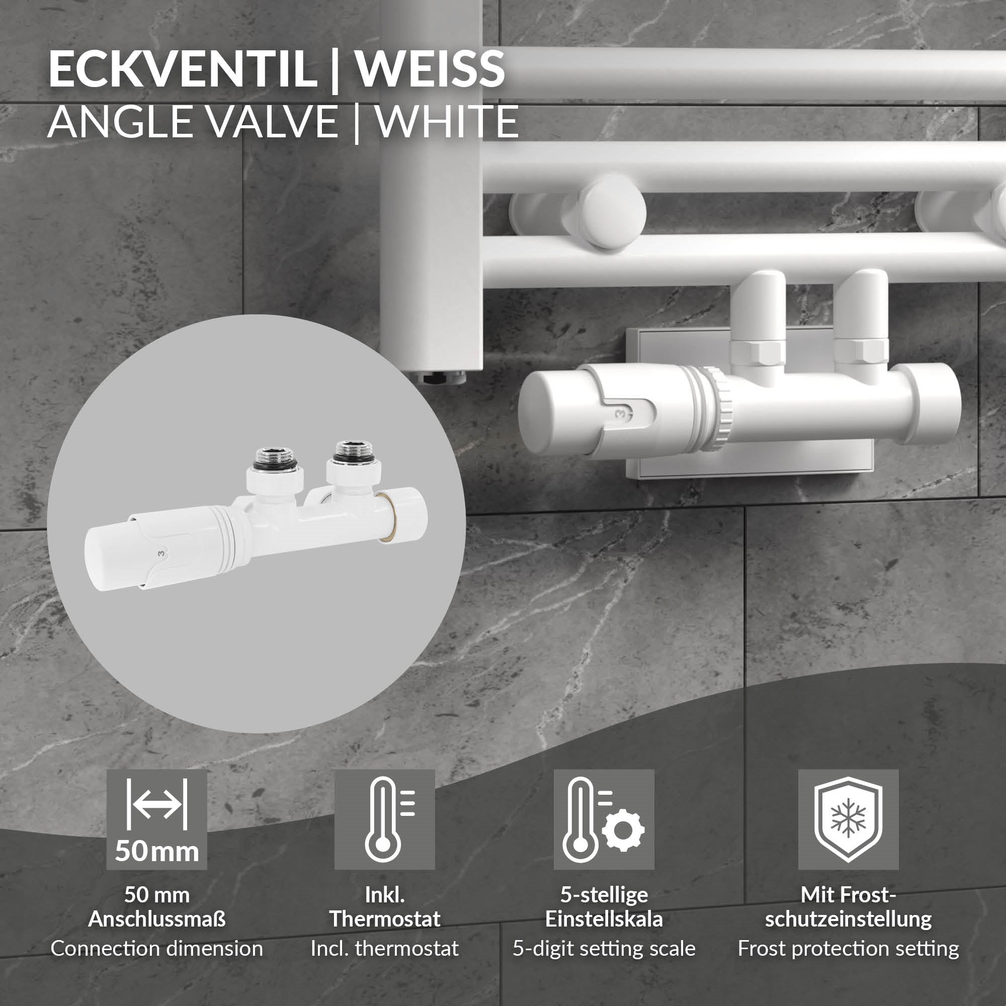 ECD Germany Kit Vanne Radiateur Multiblock Blanc Angle