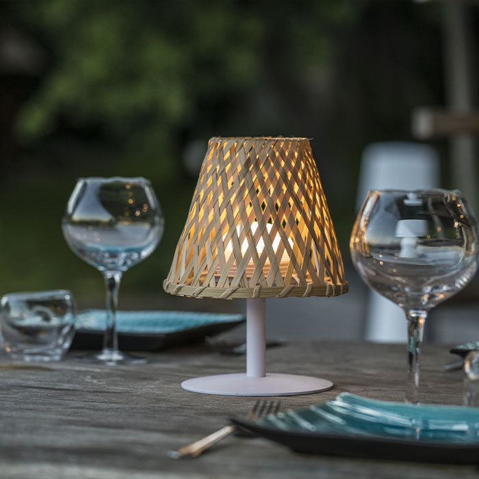 Red Deco Ibiza lampe de table sans fil bambou LED H26cm