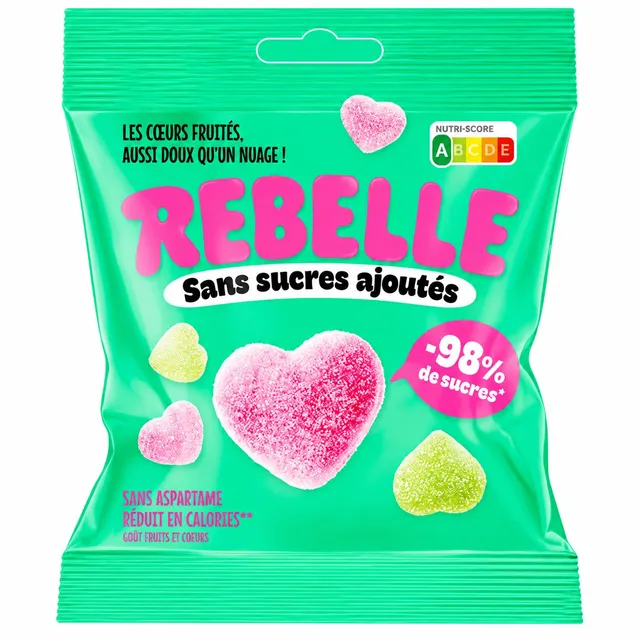Stokomani Épicerie bonbon coeur Rebelle fluffy acidulés à offrir