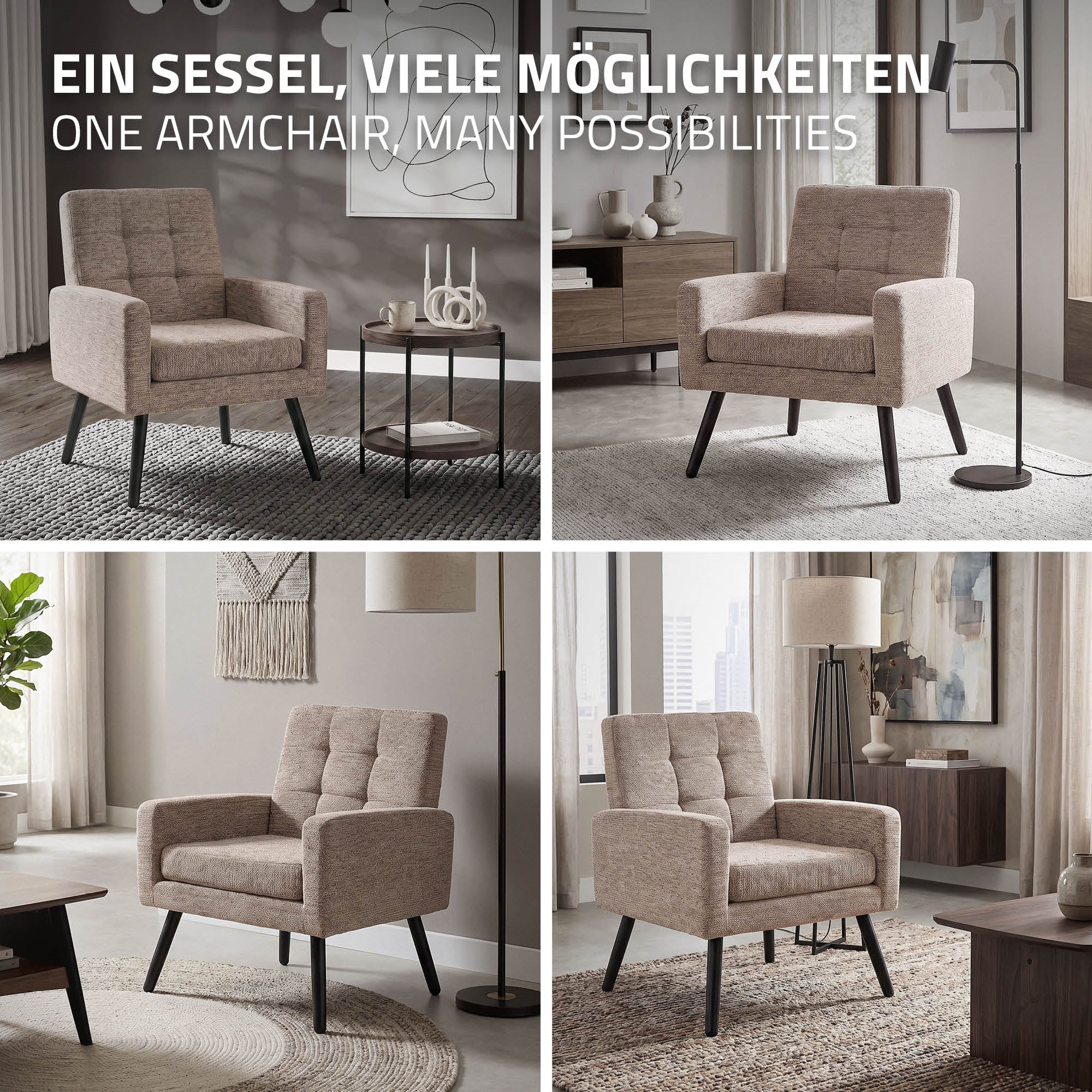 ECD Germany Möbel fauteuil marron tissu 66,5x80x63,5 cm acier