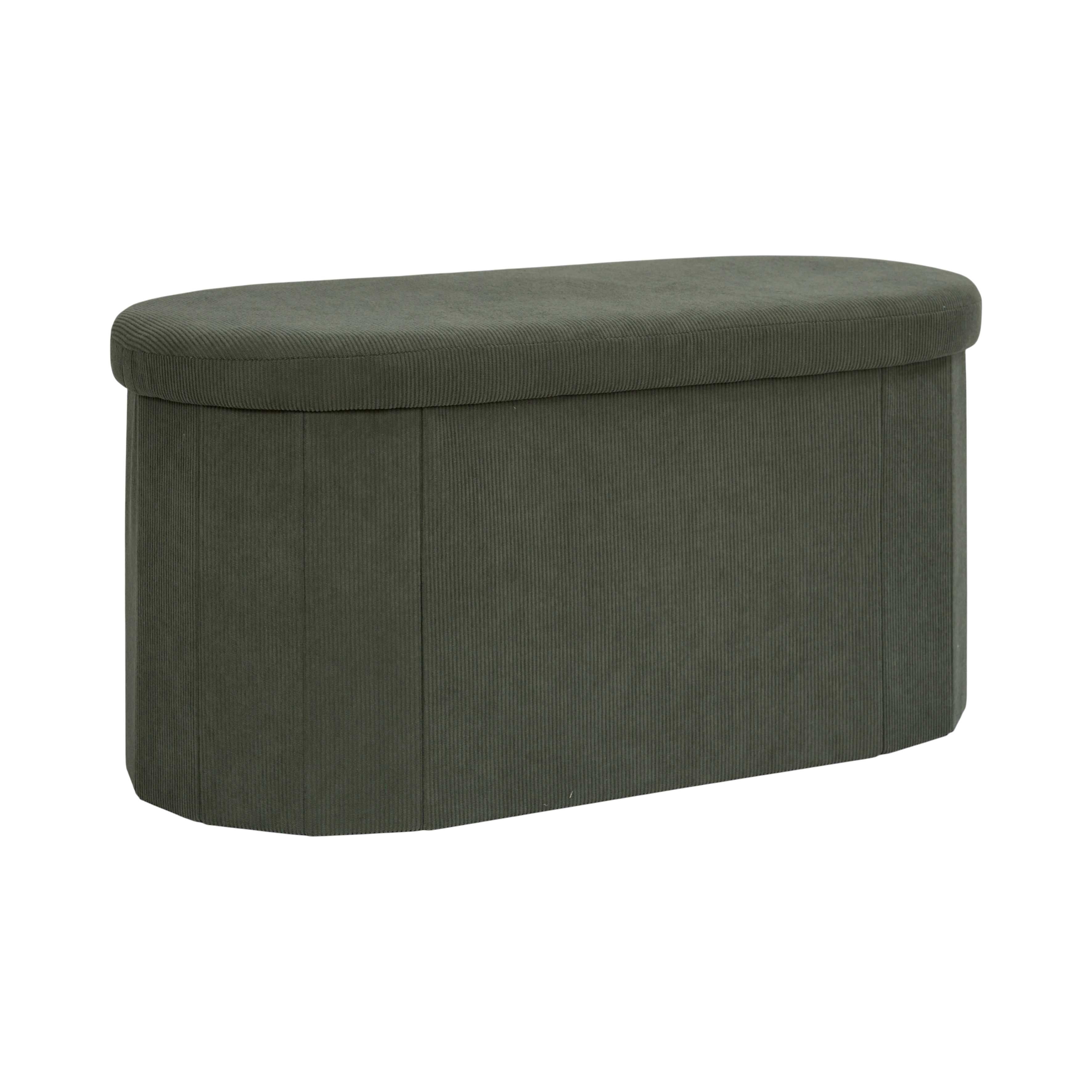 Home Deco Factory Jules coffre-banc pliable vert côtelé