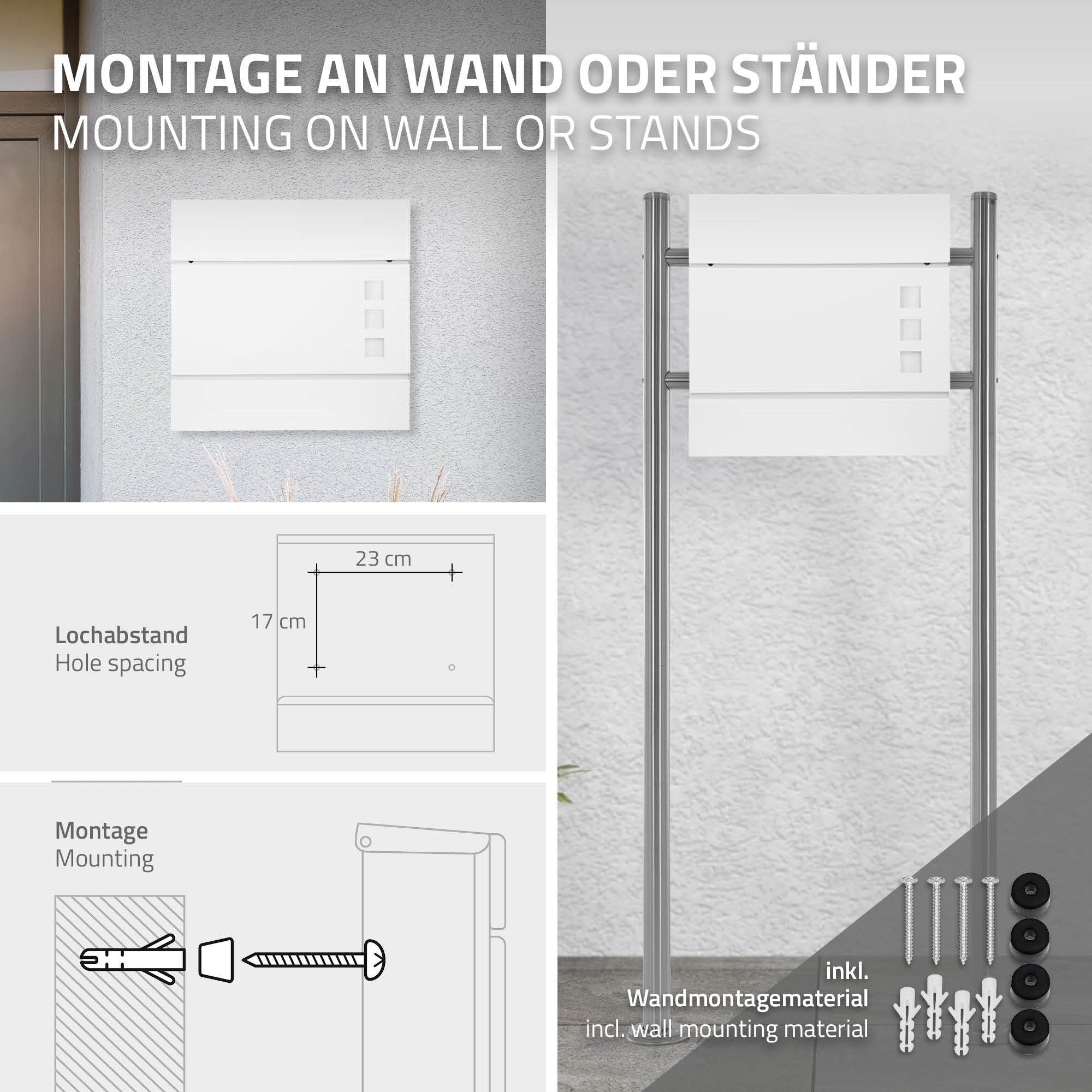 ECD Germany boîte aux lettres blanche acier porte-journaux