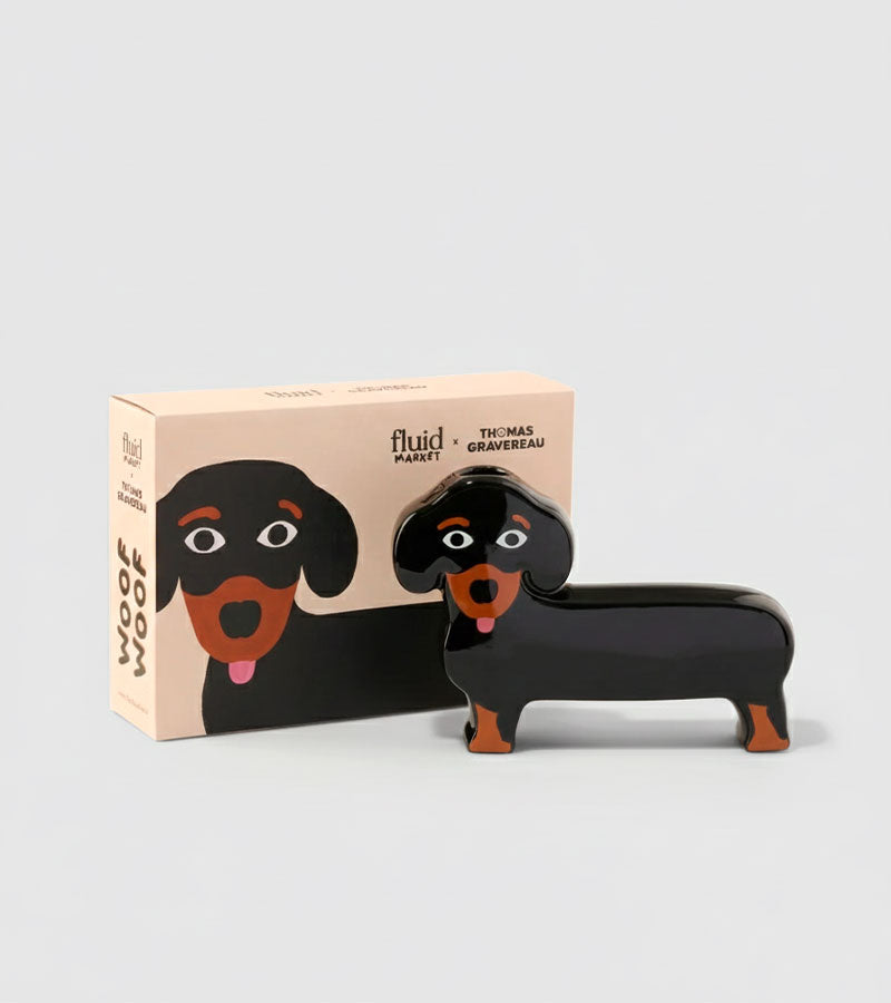 L'avant gardiste Vase teckel chien bouquet salon