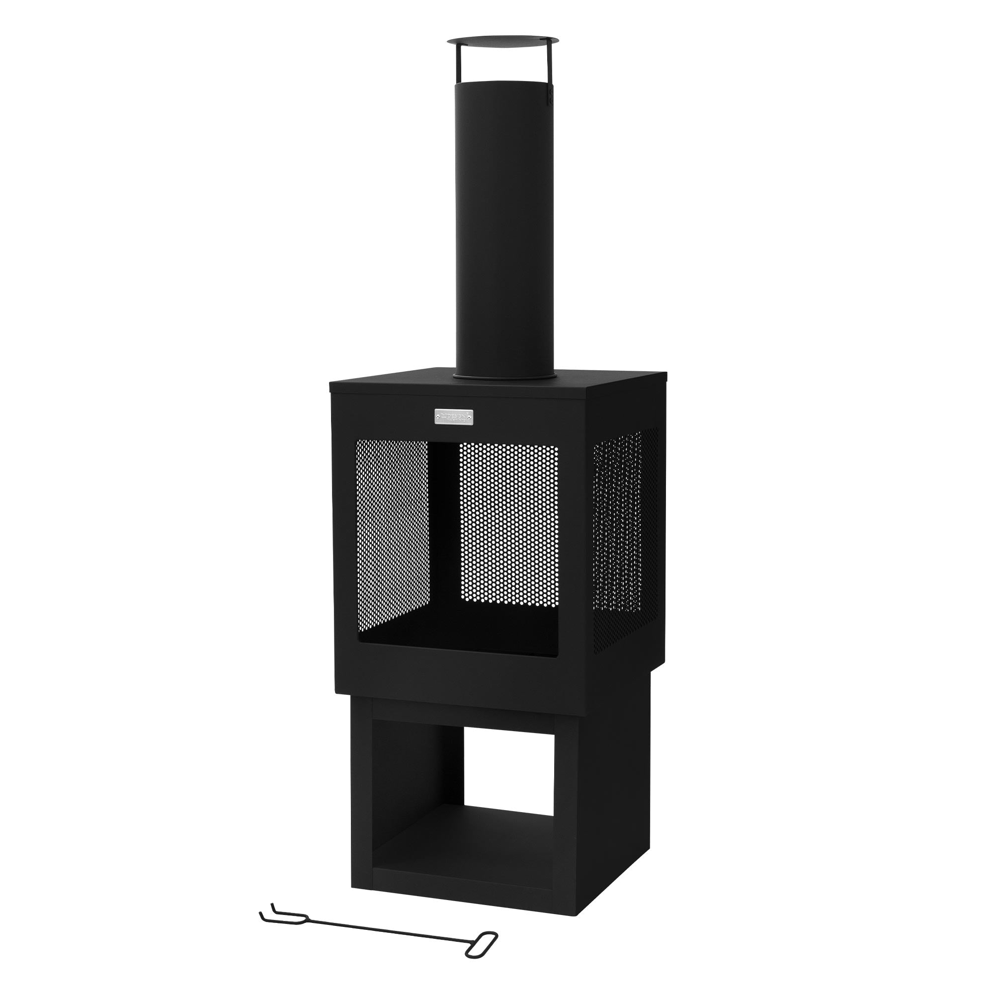 ECD Germany Garten cheminée de jardin acier noir 40x128x40 cm eckig