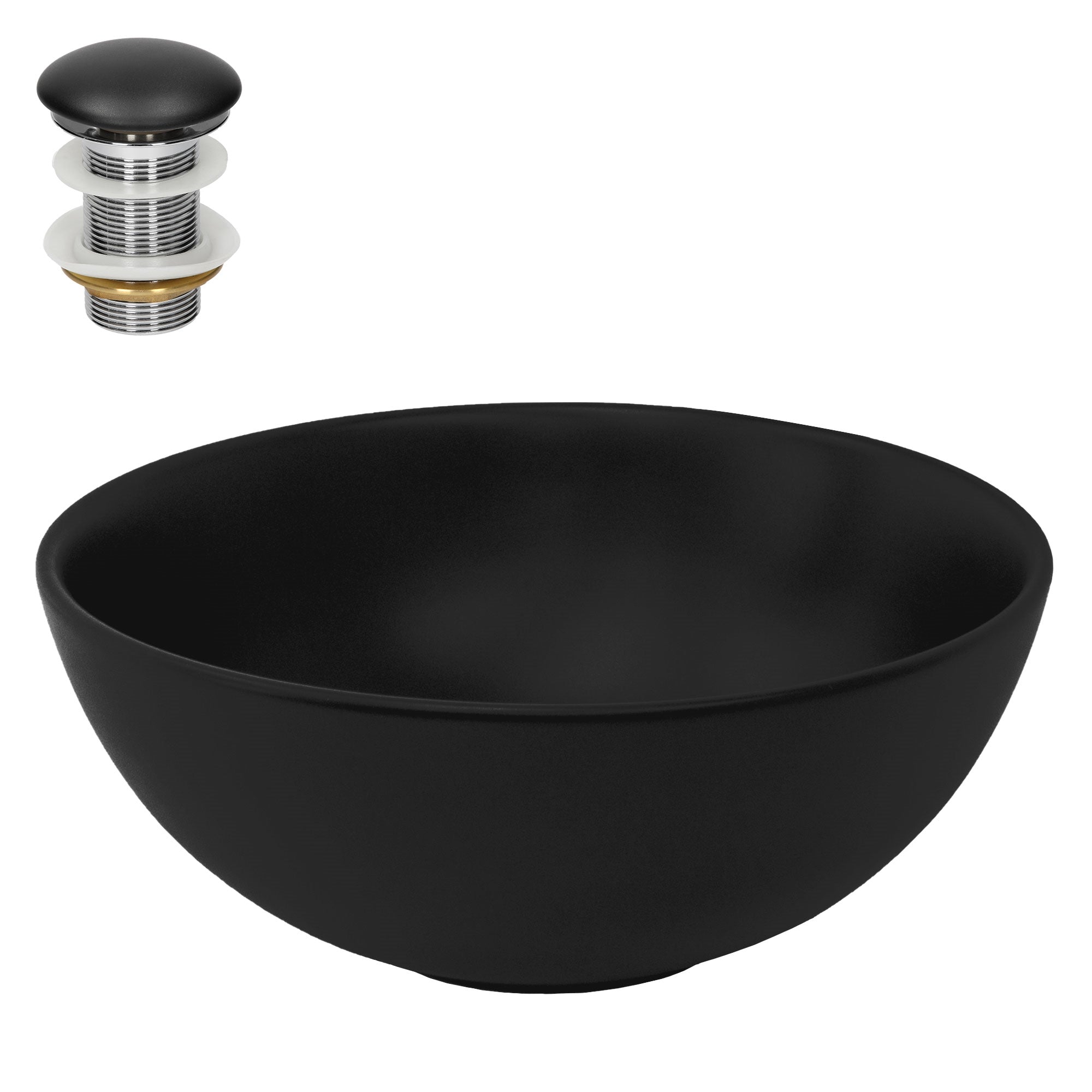 ECD Germany LuxeBath vasque ronde 32 cm noir mat + bonde