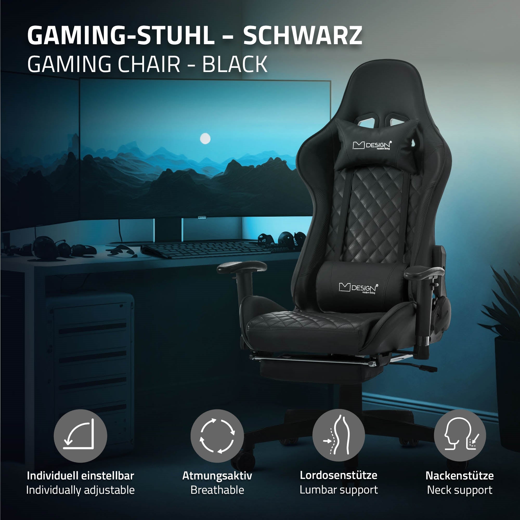ECD Germany Möbel chaise gaming noire simili cuir