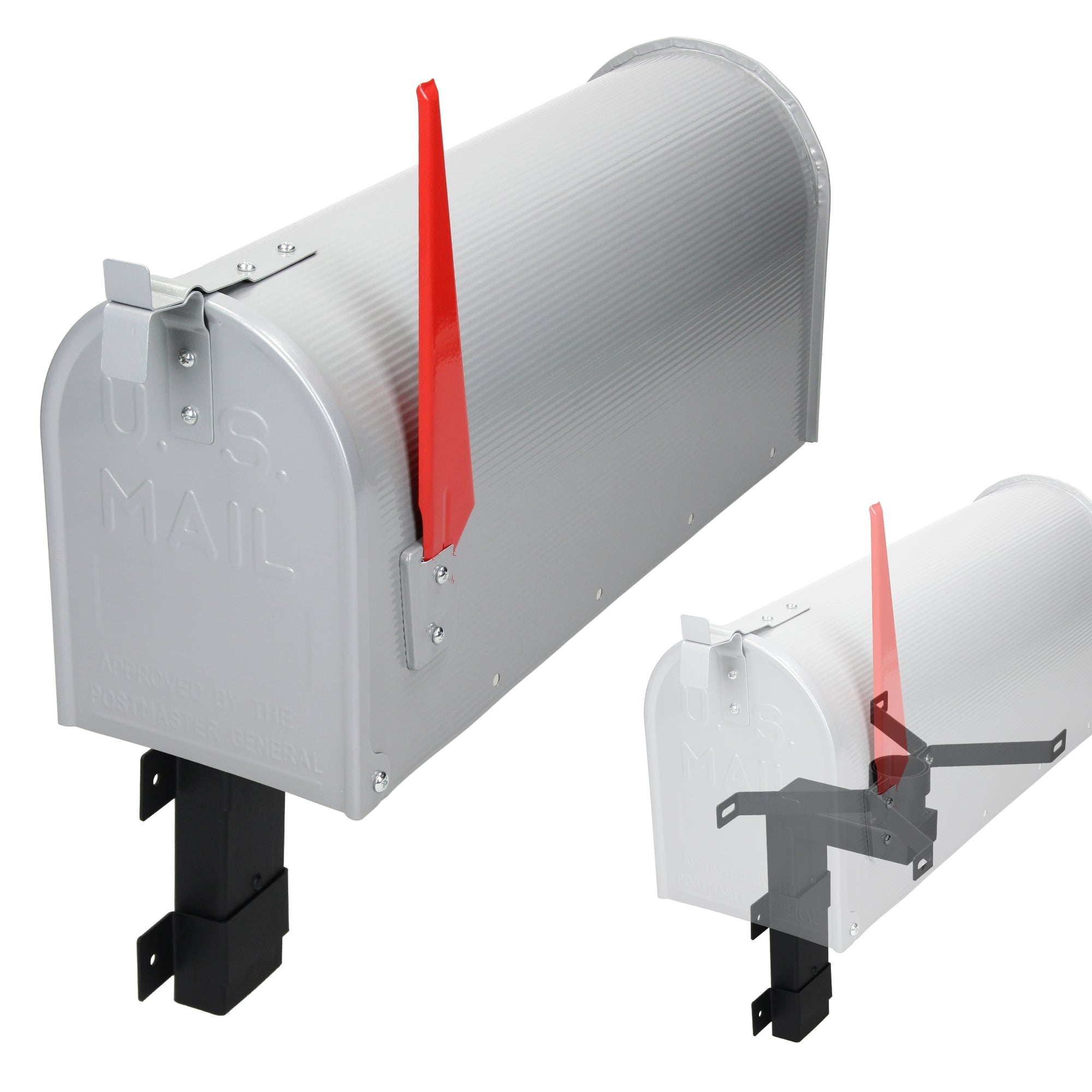 ML-Design Mailbox US boîte aux lettres gris alu + support