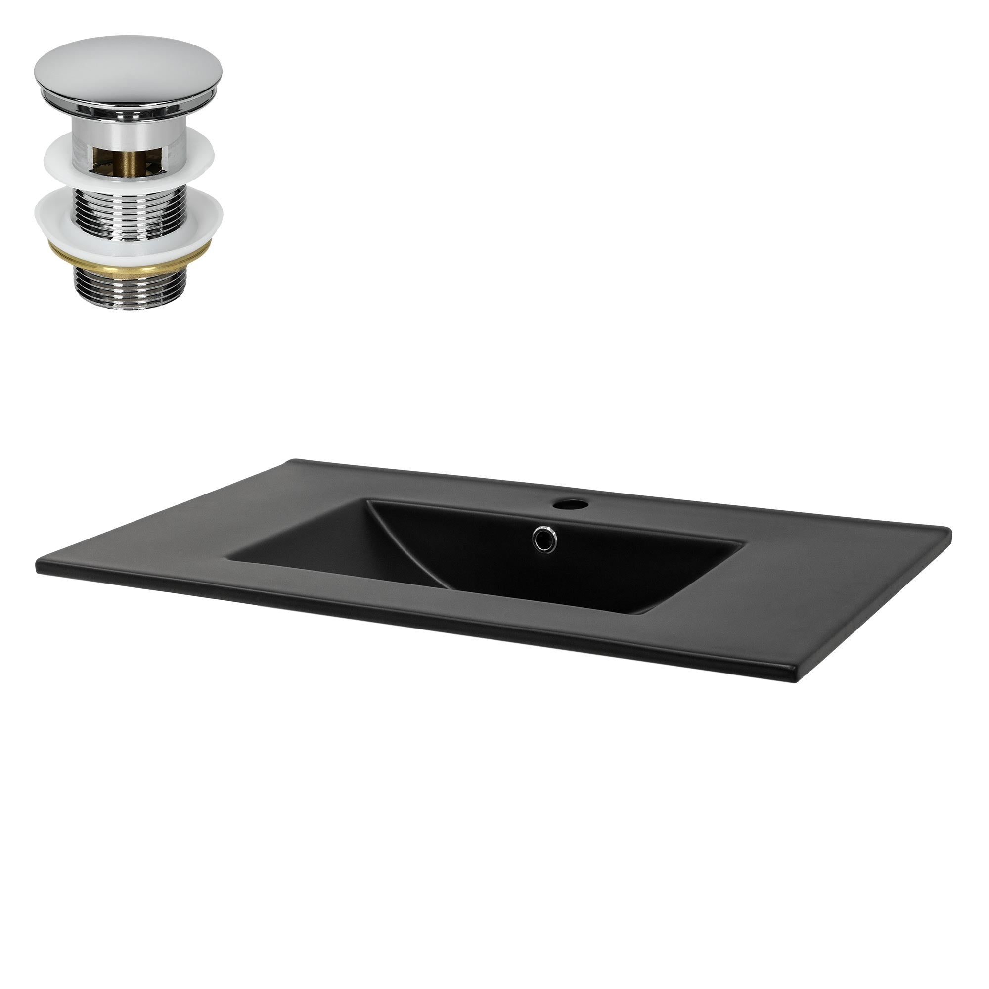 ECD Germany Sanitär lavabo encastrable 81x47 noir mat céramique bonde