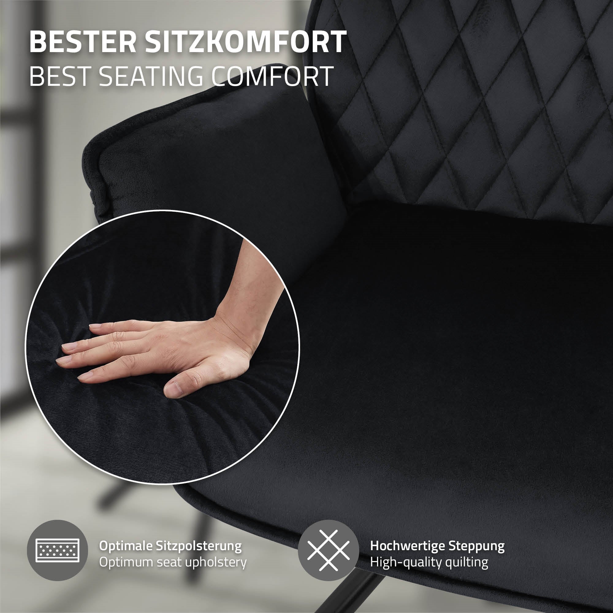 ECD Germany Möbel chaise pivotante velours noir 180°
