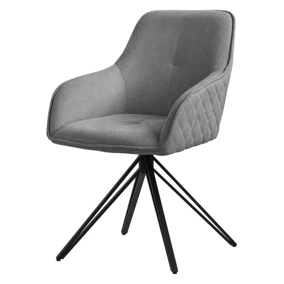 ECD Germany Möbel chaise salle à manger pivotante grise tissu