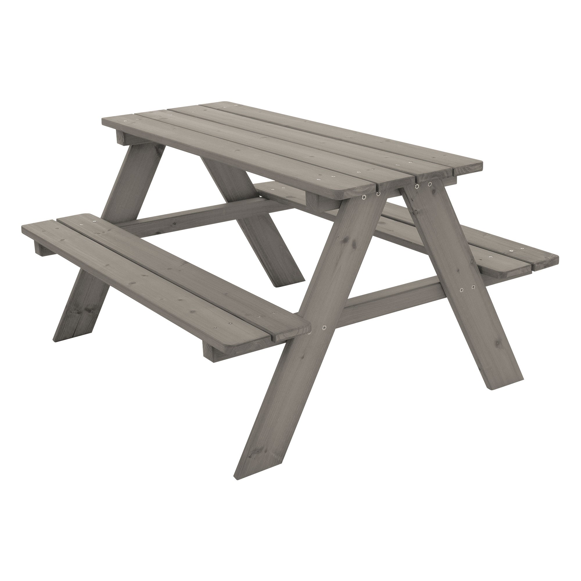 ML-Design table pique-nique enfant bois massif 4 places marron / gris