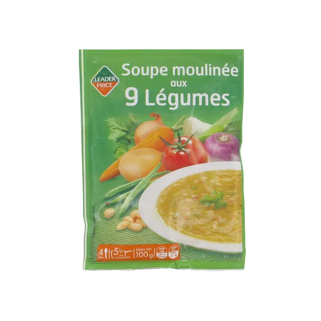 Leader Price Soupe moulinée 9 légumes sachet 100 g