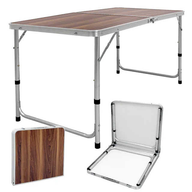 ECD Germany table de camping pliante marron 120 cm alu