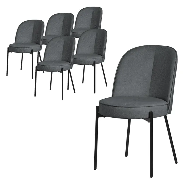 ECD Germany ML-Design chaise salle à manger anthracite tissu lot 6