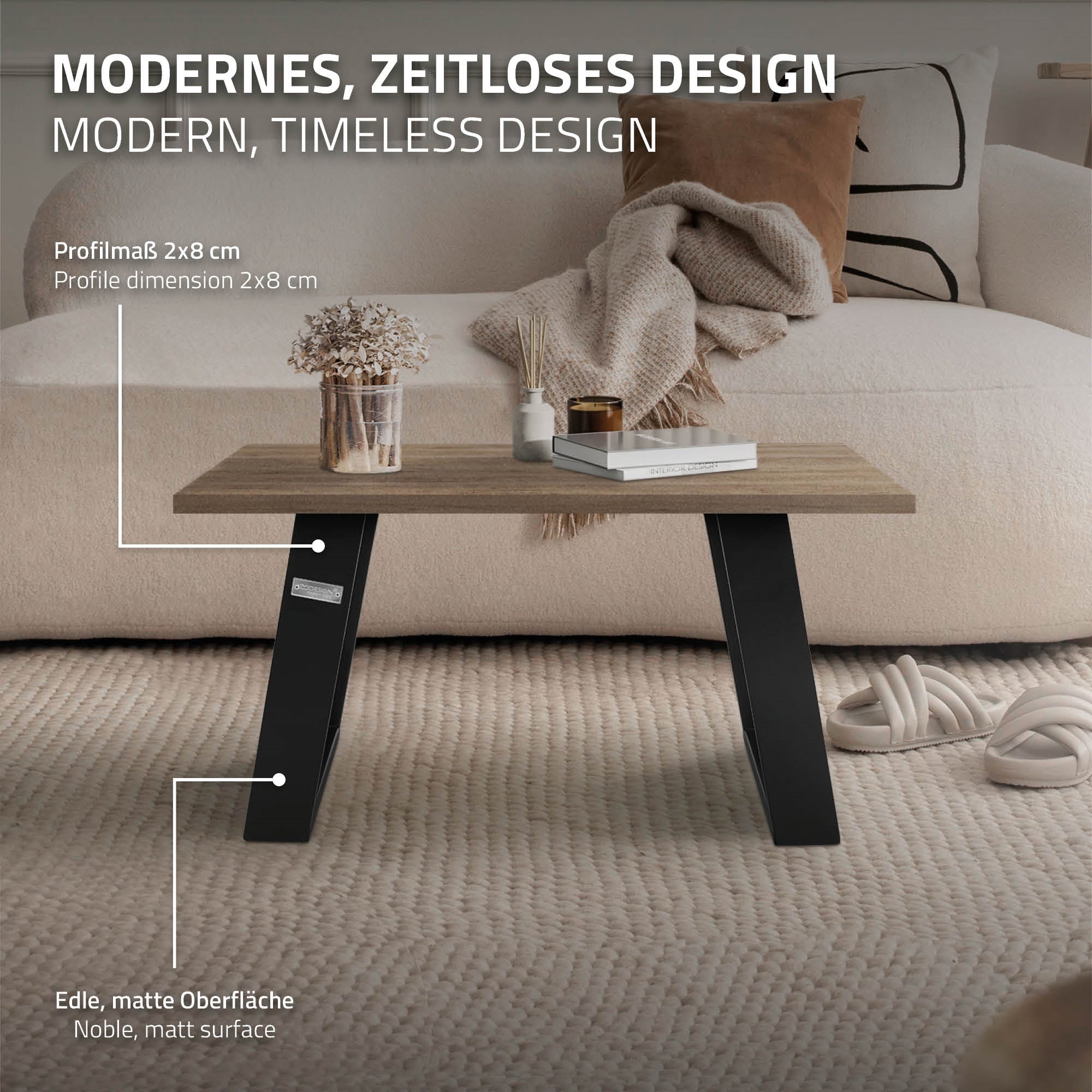 ECD Germany Garten pieds traîneau 40x43 cm noir acier lot 2