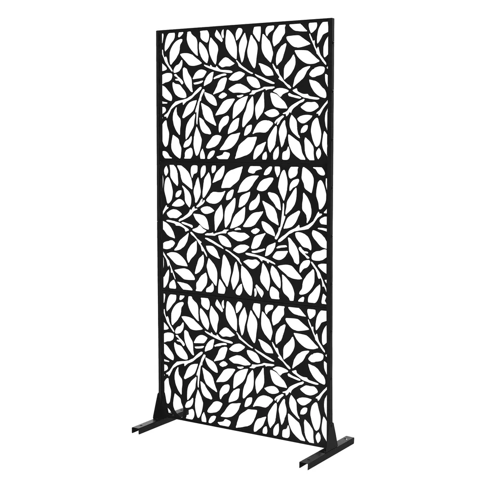 ECD Germany Möbel paravent brise-vue acier noir 3 panneaux