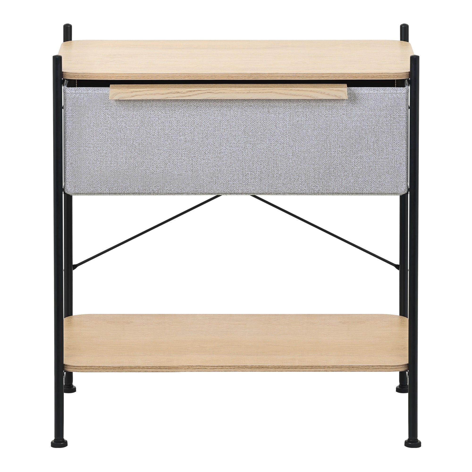 ML-Design chevet tissu chêne 1 tiroir acier noir + MDF