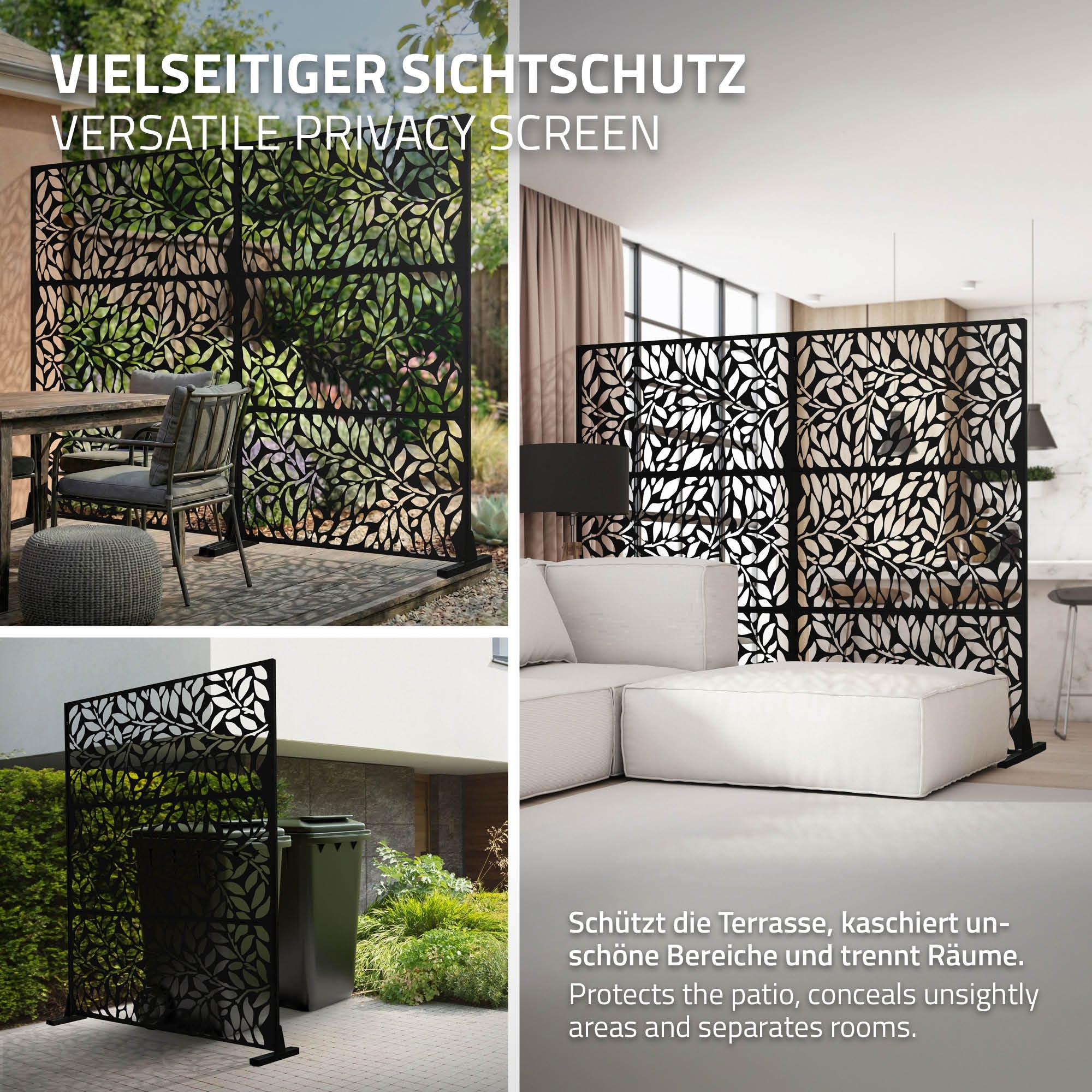 ECD Germany Möbel paravent Firenze 120x180 noir acier