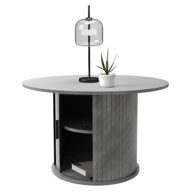 ML-Design Table Basse Ronde Béton Gris Ø80x50 cm Rangement