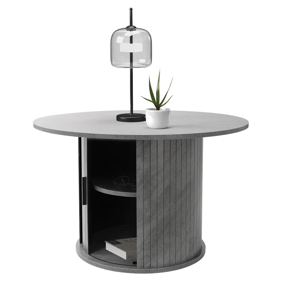 ML-Design Table Basse Ronde Béton Gris Ø80x50 cm Rangement