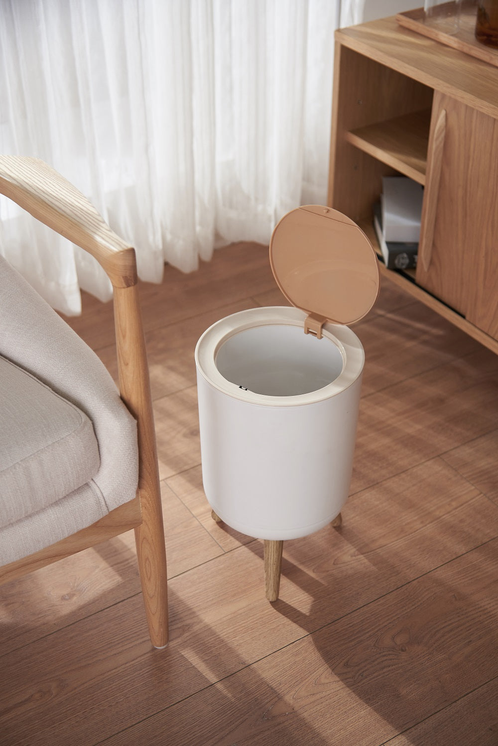 Red Deco Malmo poubelle touch 7L couleur bois salle de bain