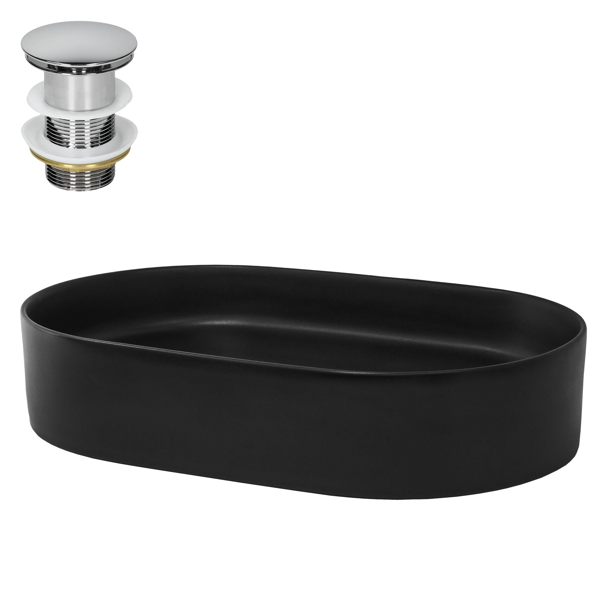 ECD Germany LuxeBath vasque à poser ovale céramique 605 mm noir