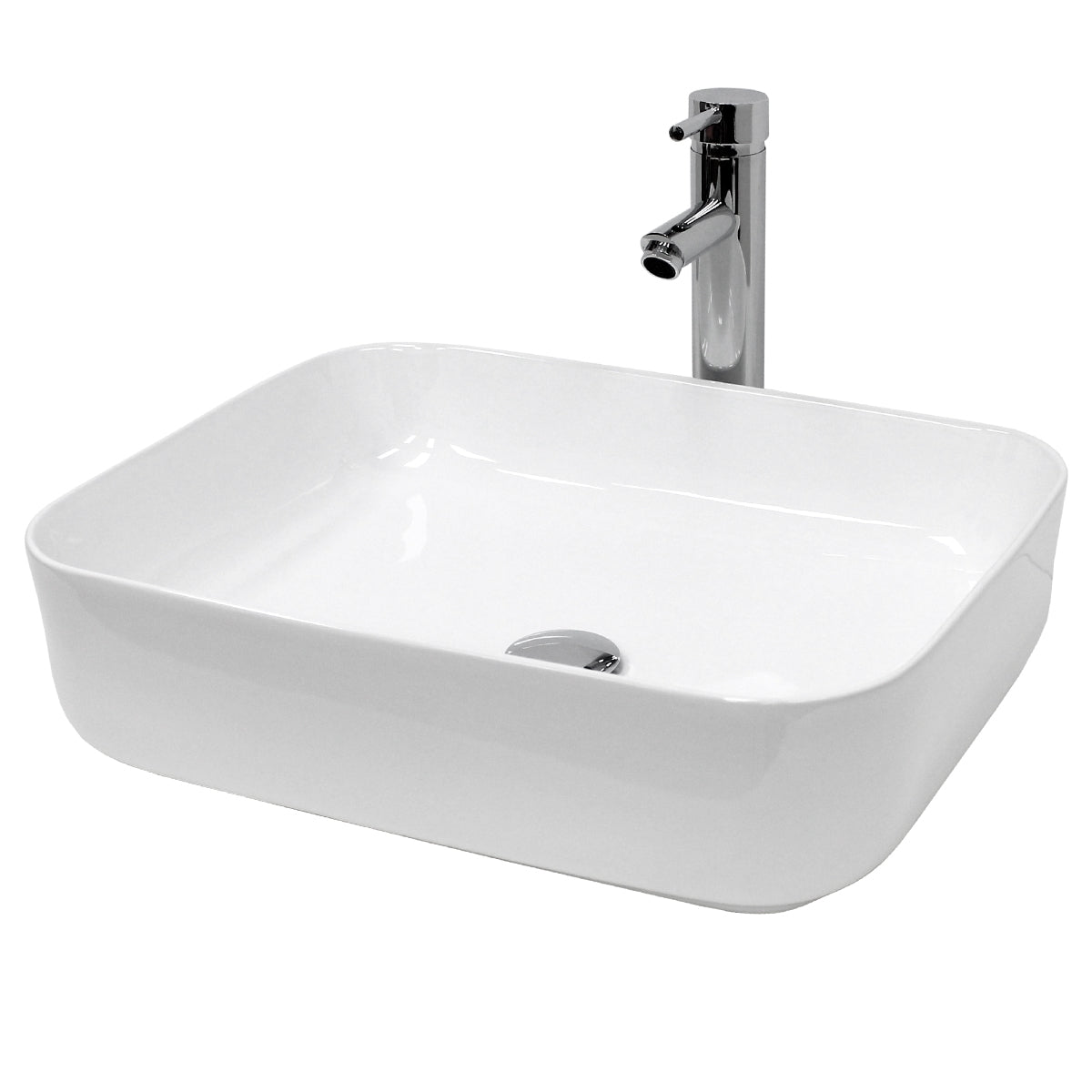 LuxeBath Vasque céramique blanc 50cm avec bonde sans trop-plein