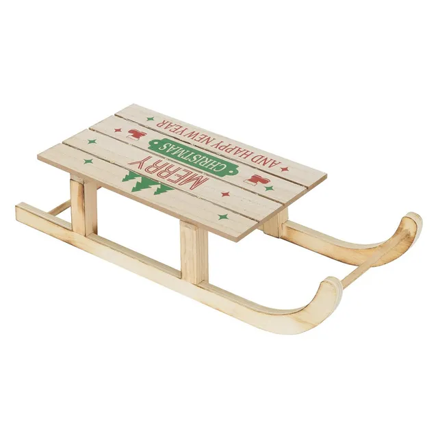 ECD Germany Haus & Wohnen Traîneau Noël LED Bois 42 cm Marron