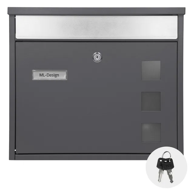 ECD Germany boîte aux lettres 36x31,5x11,5 cm anthracite inox
