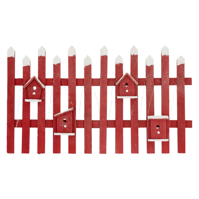 ECD Germany Haus Wohnen clôture Noël LED bois rouge 98x57