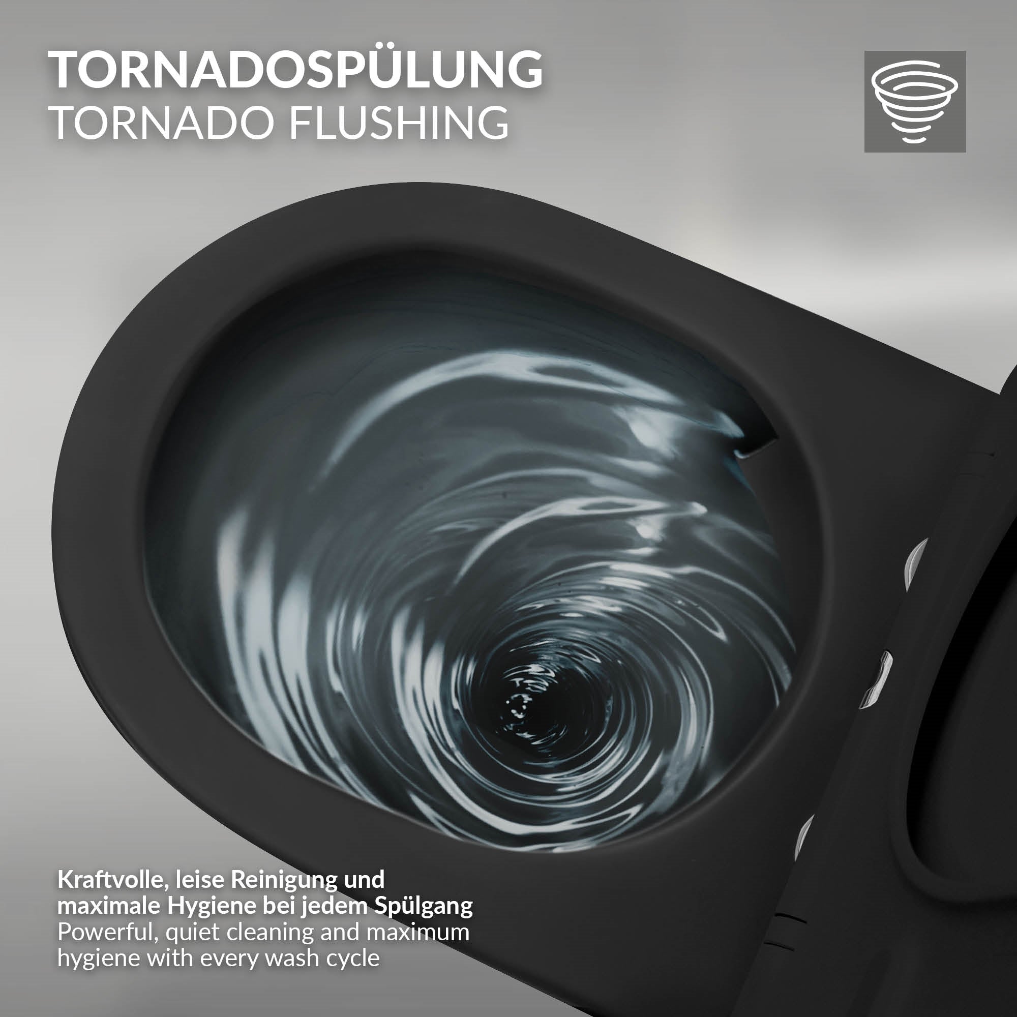 ECD Germany Sanitär WC suspendu noir mat 54cm sans bride céramique