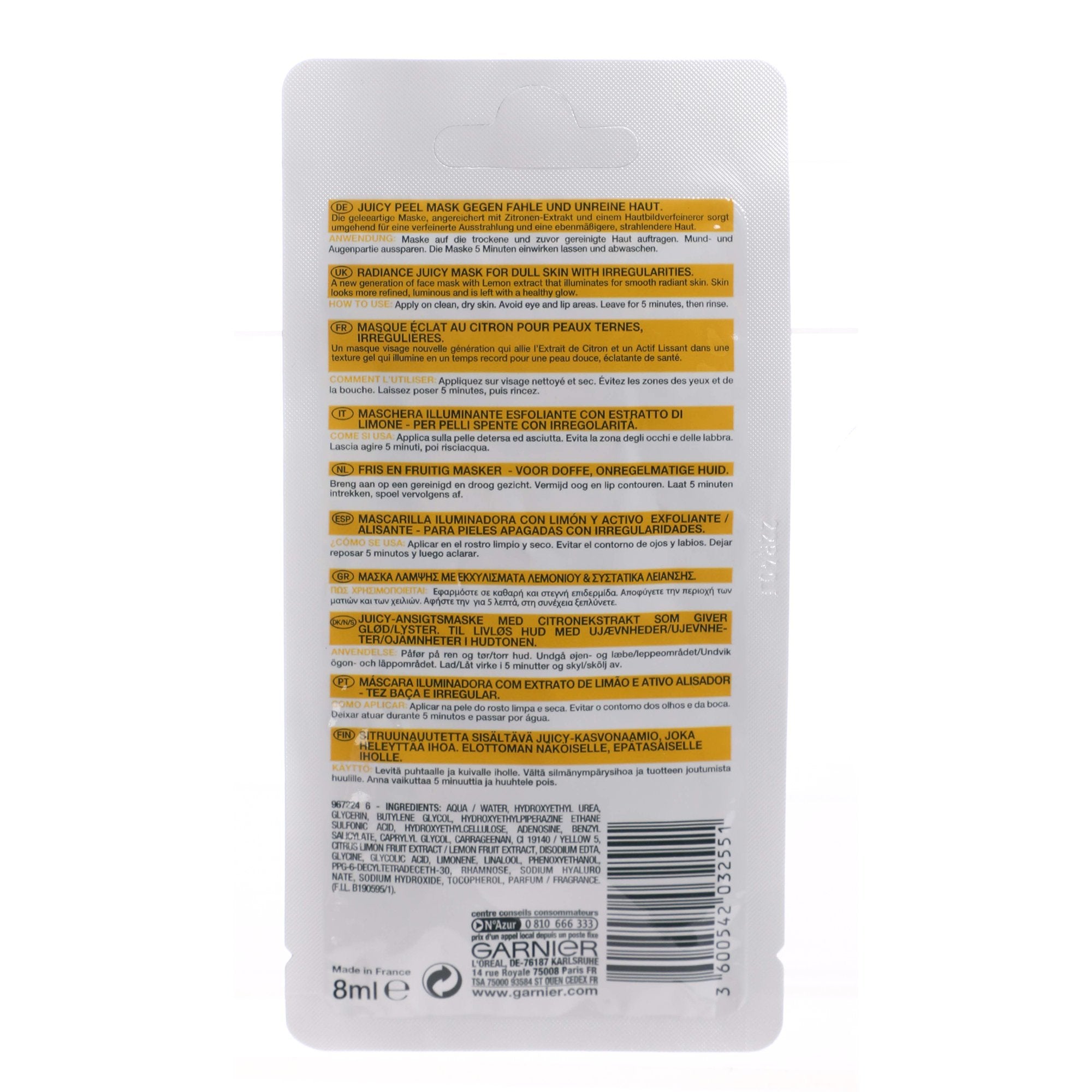 Masque Éclat Citron Actif lissant masque visage teint lumineux