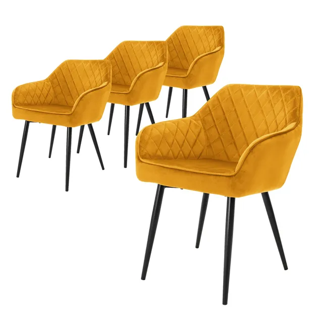 ECD Germany Möbel chaise velours jaune moutarde lot 4