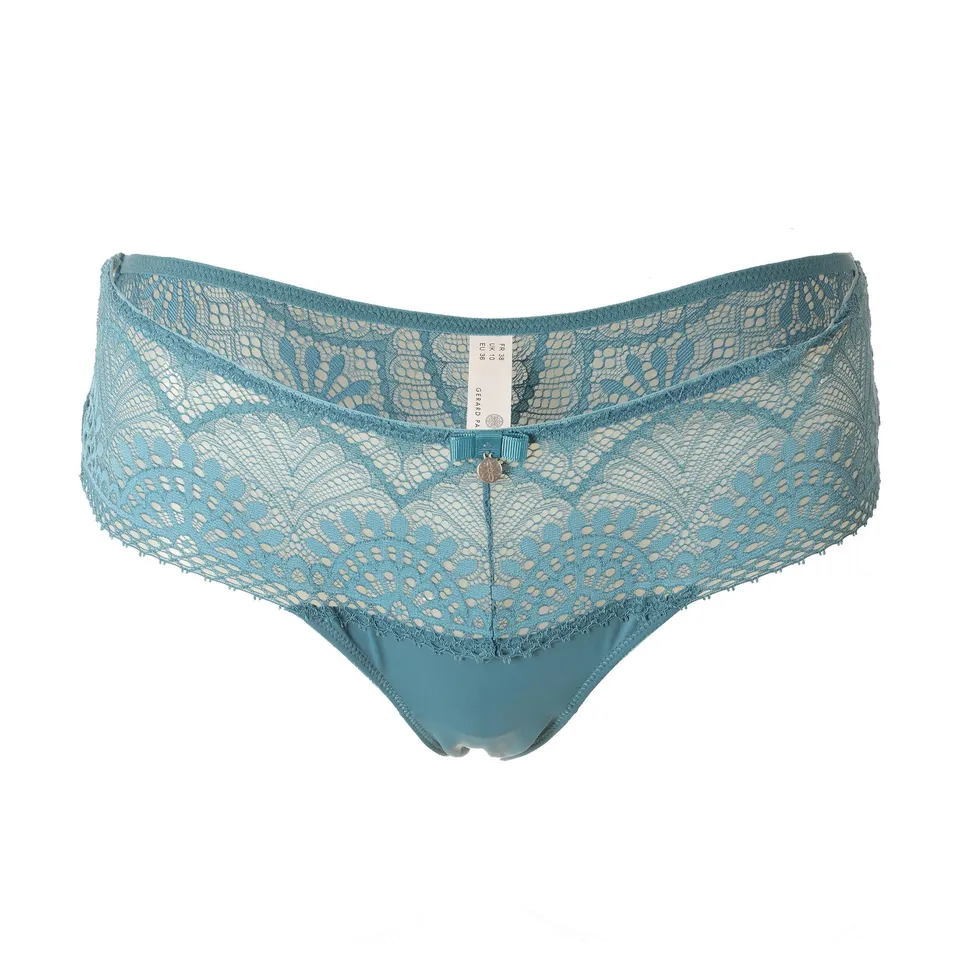 Shorty en dentelle bleu canard femme