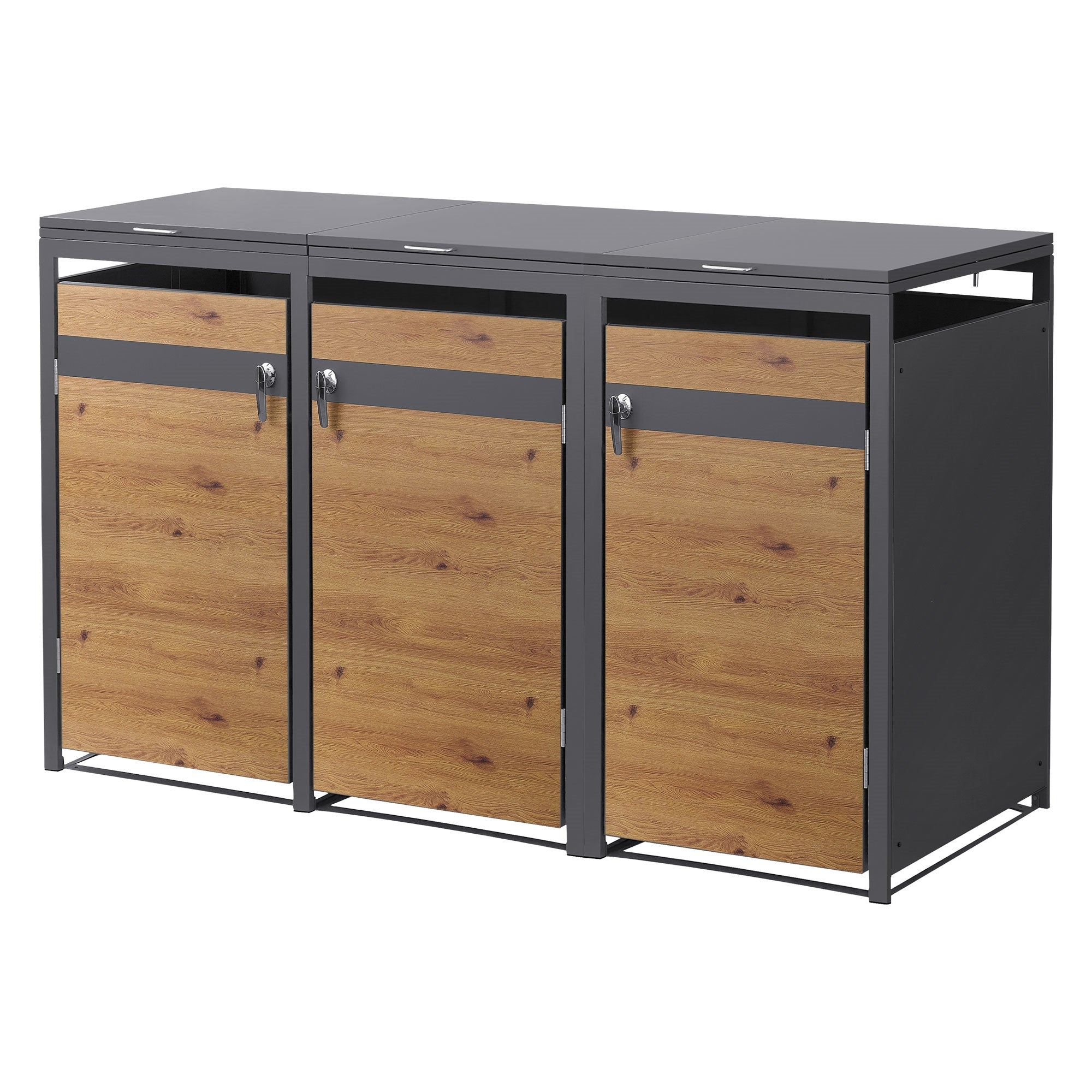 ECD Germany Garten coffre poubelle acier anthracite 68x80x116 cm