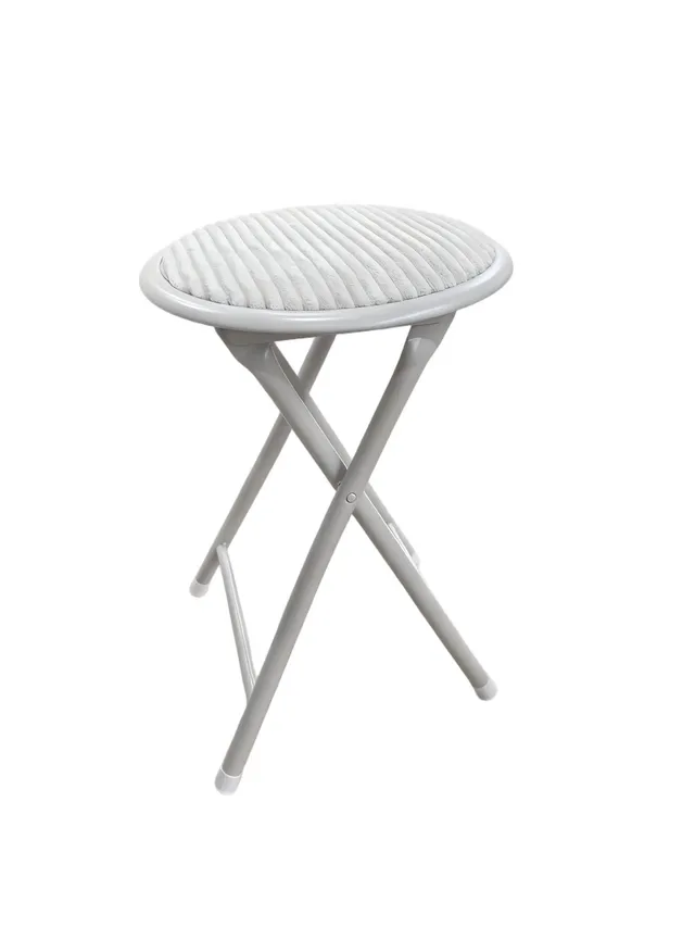 Tabouret pliable velours côtelé gris assise appoint