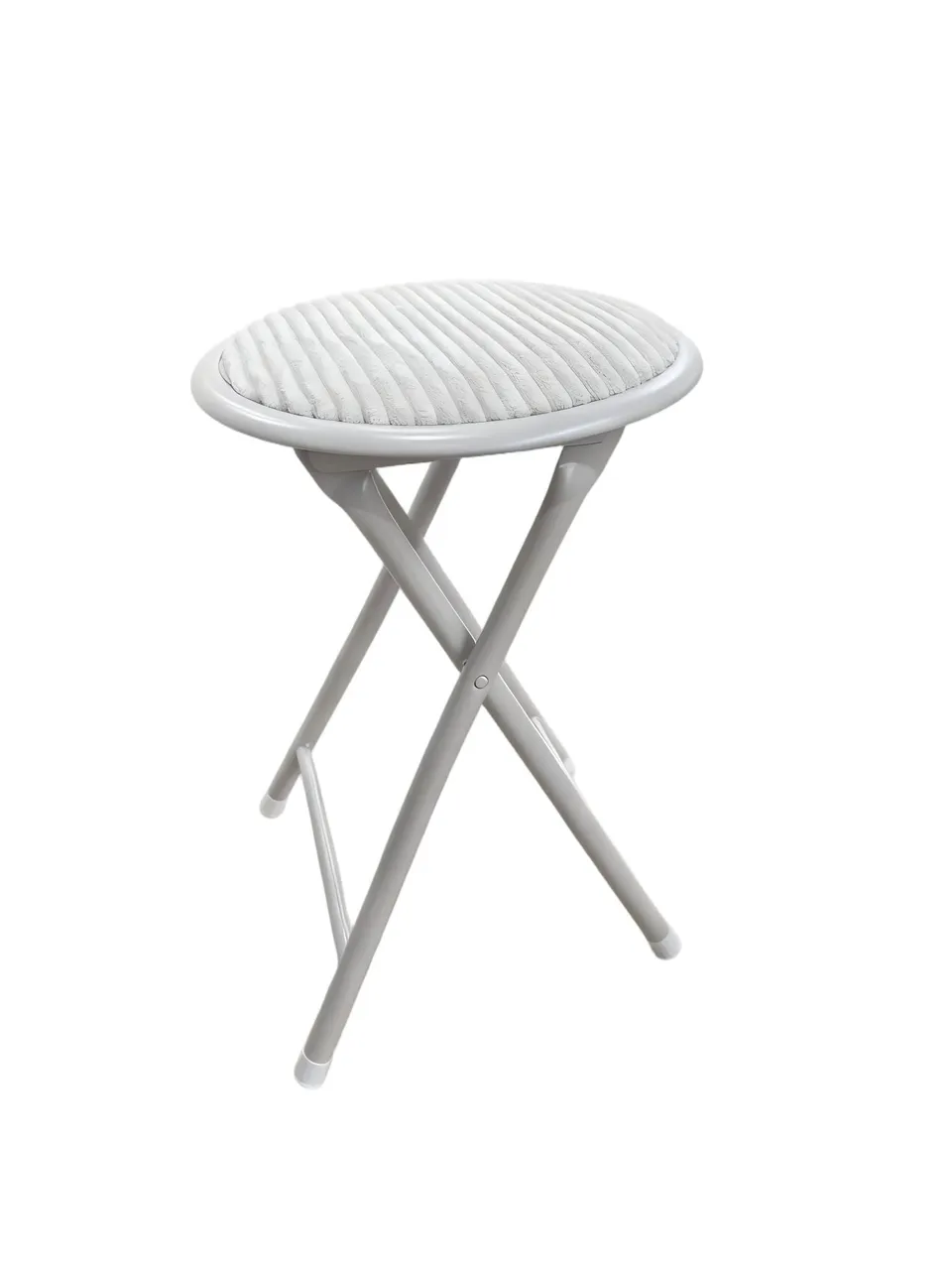 Tabouret pliable velours côtelé gris assise appoint