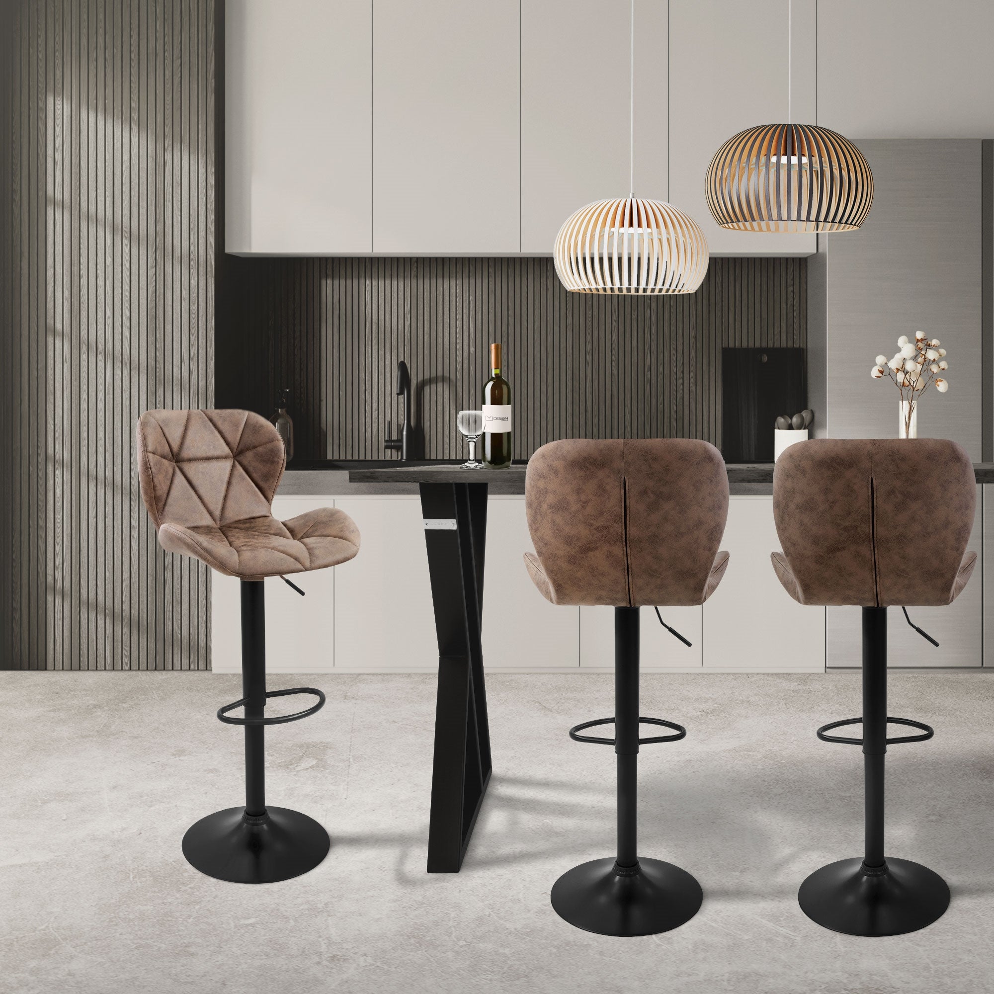 ECD Germany Möbel tabouret de bar marron similicuir lot de 4 réglable