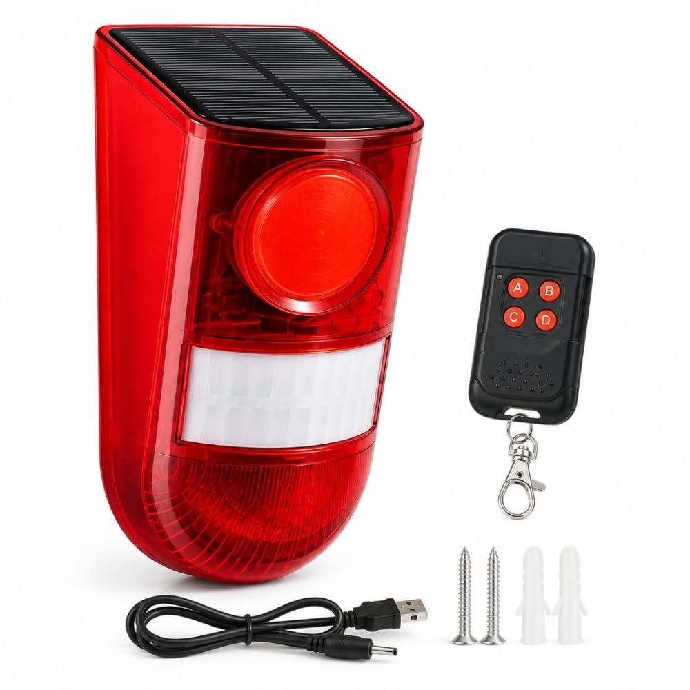 Shop-Story Bricolage Alarme Solaire Extérieure 129 dB + Télécommande