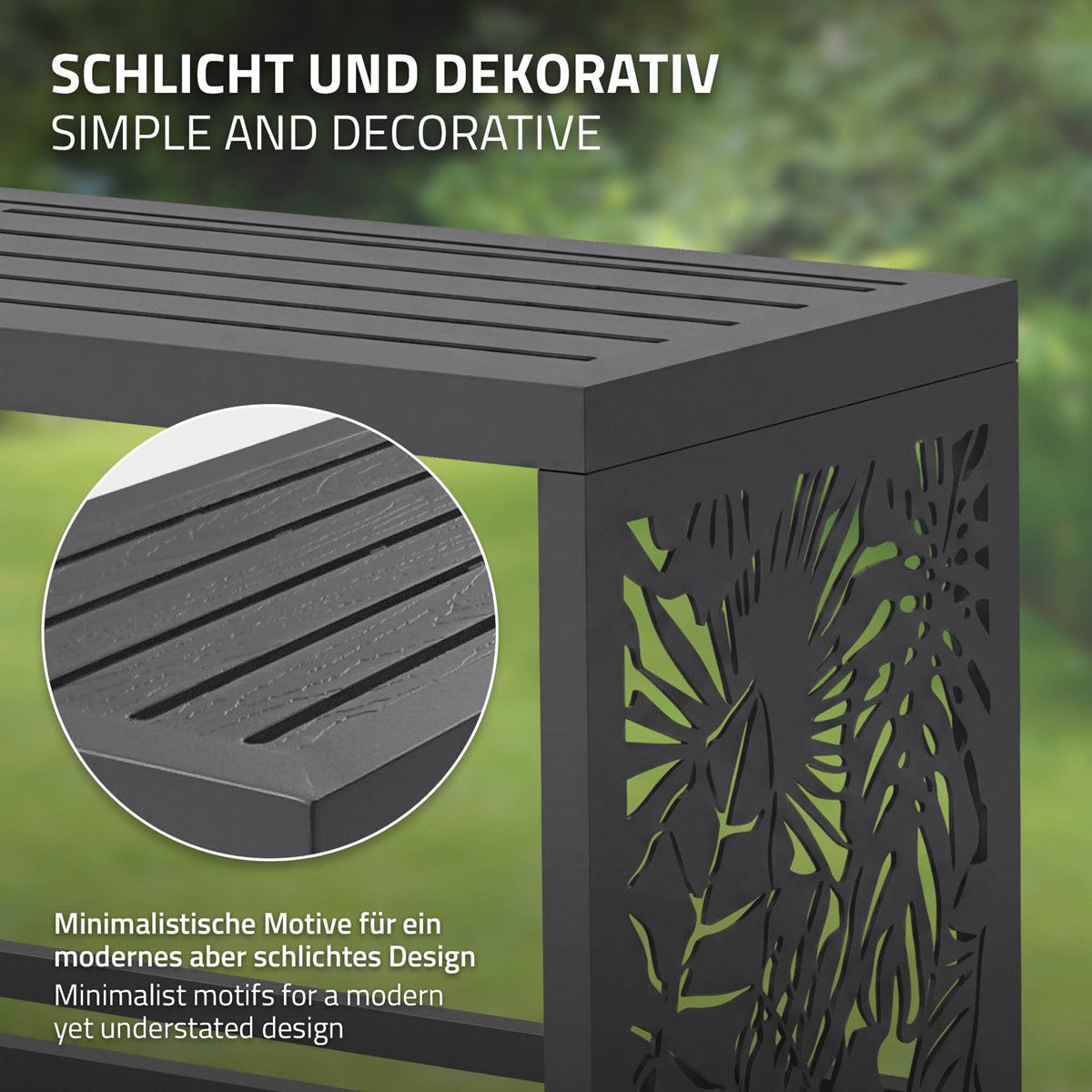 ECD Germany Garten range-bûches banc 120cm anthracite acier