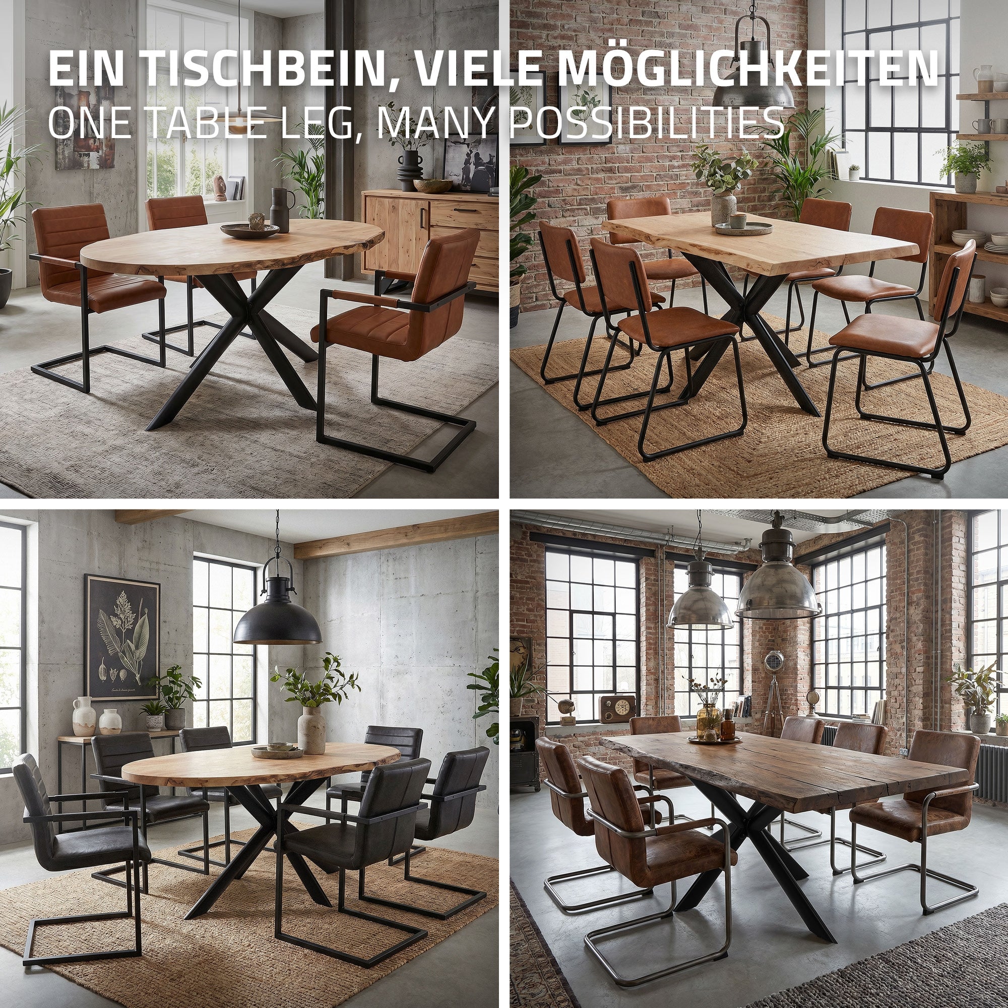 ECD Germany Möbel pied table spider 120x78 acier noir