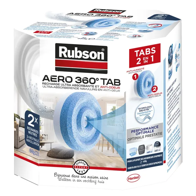 Rubson Aero 360 recharges absorbeur humidité neutre x2