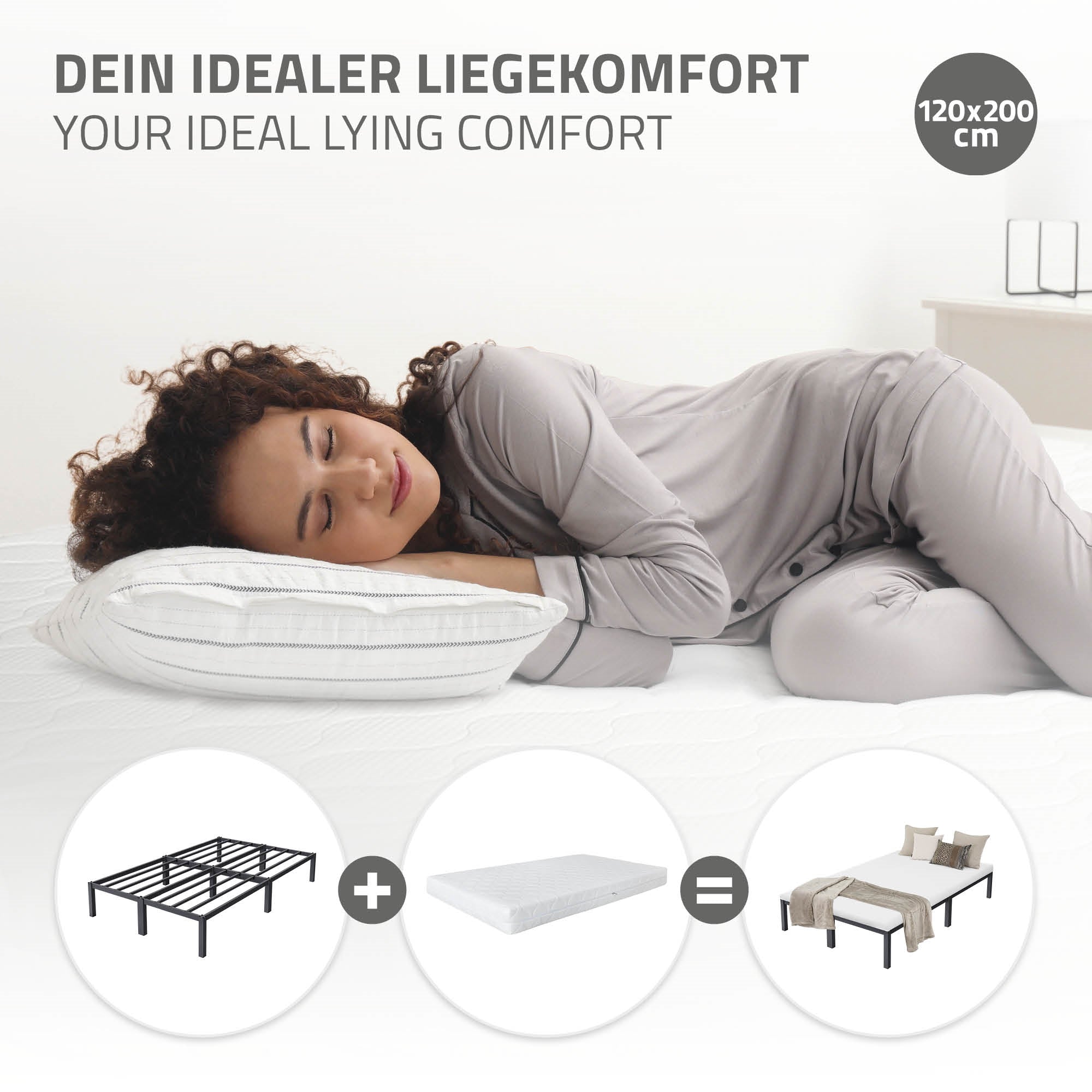 ECD Germany lit double métal 120x200 anthracite sommier