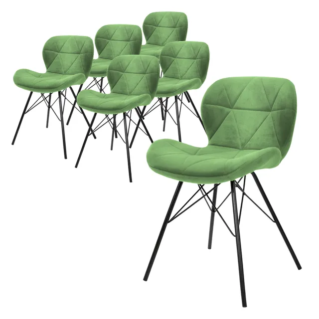 ECD Germany Möbel chaises velours sauge 47 cm lot de 6