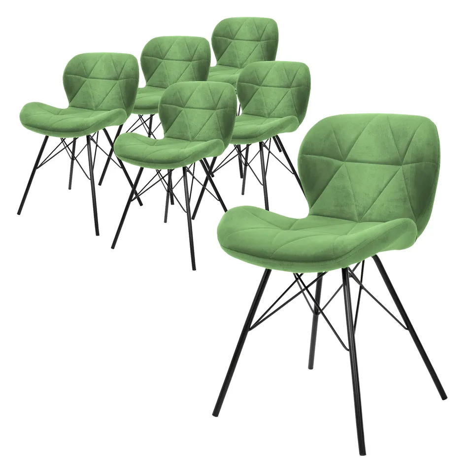 ECD Germany Möbel chaises velours sauge 47 cm lot de 6