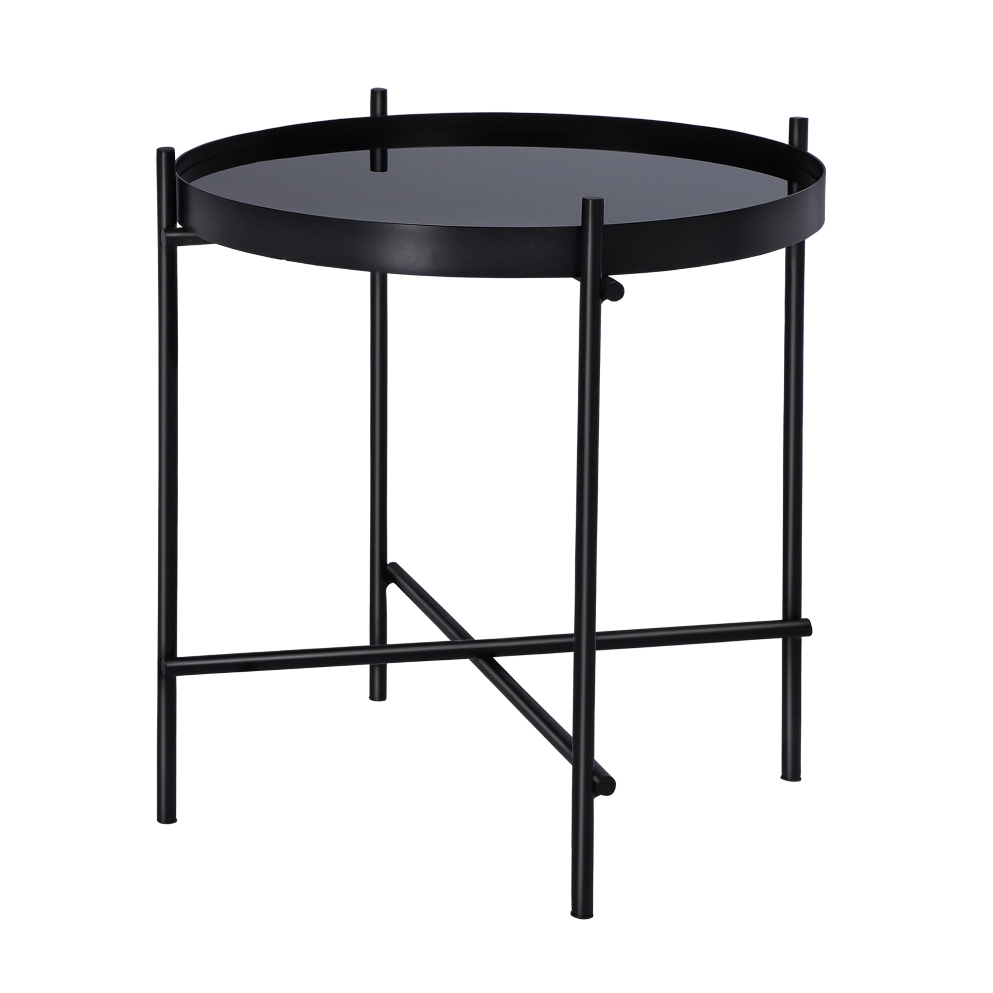 ECD Germany Möbel Table d appoint ronde 43x45 cm noir verre métal