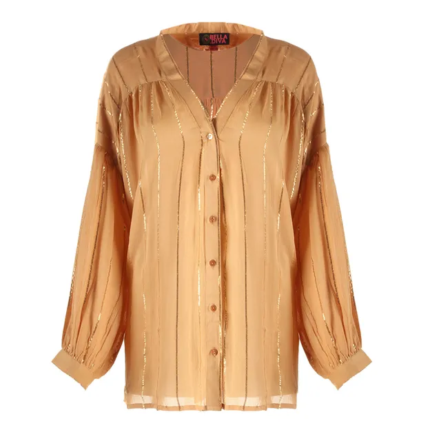 Stokomani blouse beige grande taille XL femme